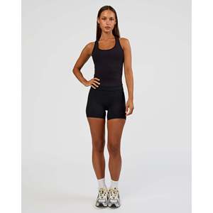Flow Rib Scoop Neck <b>Tank</b> <b>Top</b>-<b>Black</b> Breathable Knit Slim Fit Summer Essential - Product Image 6