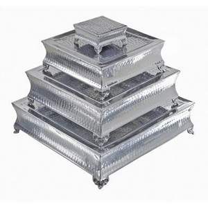 Présentoir à pâtisserie moderne à 4 niveaux en bois écologique allant au lave-vaisselle pour les fêtes d'anniversaire de mariage - Product Image 1