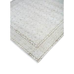 Tapis en laine noué à la main vintage ivoire, motif médaillon abstrait rectangulaire pour salon et couloir, Pae-345, techniques artisanales - Product Image 2