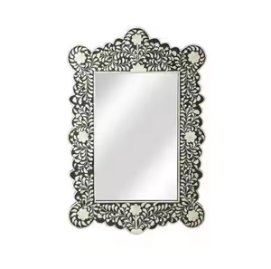 Cadre de miroir mural en incrustation d'os au design moderne et élégant par Crescent Crafts Meilleure vente avec éclairage Qualité d'exportation - Product Image 1