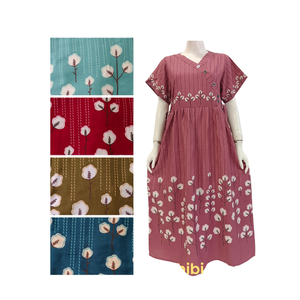 Robe d'été à fleurs pour dames avec rayonne douce Chemise de nuit ample et décontractée à porter quotidiennement Robe Daster avec taille élastique à vendre - Product Image 4