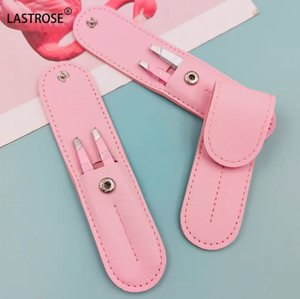 Juego de pinzas para cejas de acero inoxidable de dos piezas ANAAIF, pinzas de apertura oblicua positiva puntiagudas, herramienta de reparación de cejas colorida - Product Image 2