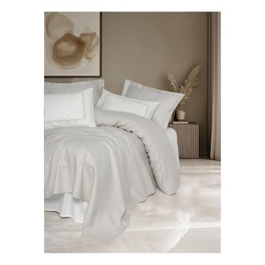 Parure de lit matelassée en coton et bambou Serenity Filima Beige Queen douce 4 pièces pour la maison, mariage, hôtel, été, Noël - Product Image 1