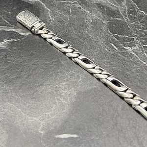 Handmade Sterling Silver Men's Cuban Link Chain <b>Bracelet</b> with Diamond Bold Masculine Jewelry Gift for Anniversary - Product Image 6