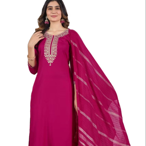 Conjunto de Kurti de Fiesta con Bordado de Piel Sintética Personalizado, Corte Recto Elegante, Colores Personalizados, Tallas S a XXL, en Oferta - Product Image 1