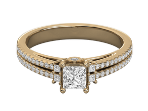 Bague de fiançailles et de mariage classique en or 14 carats pour femme, or blanc, or jaune, or rose, diamant synthétique taille princesse, certifié IGI - Product Image 5