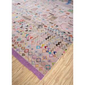 Alfombras Manchaha de Lana y Seda de Bambú Anudadas a Mano - Les-1671, Diseño Novedoso en Rosa y Morado para el Hogar - Product Image 2