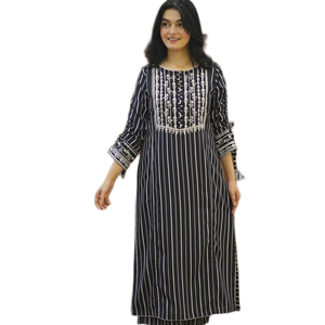 ชุดคุर्ติผ้าชีฟองคอตตอนทันสมัย ปักลายสวยงาม พร้อมงานตกแต่งระดับพรีเมียม ไม่ยับ แห้งเร็ว เหมาะสำหรับงานแต่งงานในฤดูร้อน - Product Image 1