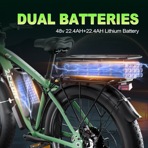 Bicicleta Eléctrica Nueva con Doble Batería y <span class=keywords><strong>Motor</strong></span> Dual de 2000W 22.4Ah, Frenos de Aceite, Bicicleta Eléctrica de Montaña con Llantas Gruesas - Product Image 3