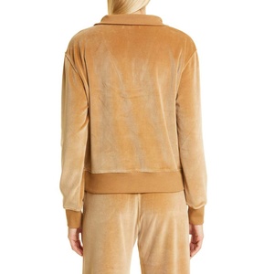 Ensembles personnalisés de sweats à capuche en strass Ensemble de 2 pièces en velours de coton Jogger Survêtements de survêtement en velours pour femme 2026 - Product Image 3