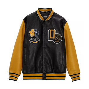 Blouson de baseball tout cuir OEM personnalisé Offre Spéciale à la mode avec logo brodé Veste universitaire pour hommes - Product Image 2