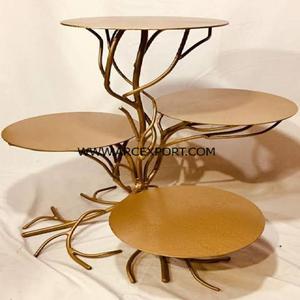 Support de gâteau blanc et or décoratif avec feuille de fleur, support de gâteau Unique - Product Image 4