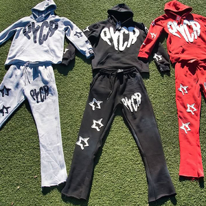 Al por mayor, personalizado, talla grande, 100% algodón, forro polar con lavado ácido, cortavientos, de invierno, informal, liso, con capucha, ropa deportiva para hombre, con efecto desgastado - Product Image 1