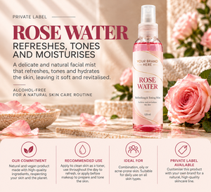 Tonique facial à l'eau de rose en marque propre 125 ml |   Sans alcool, naturel, végétalien |   Fabricant OEM Espagne - Product Image 3