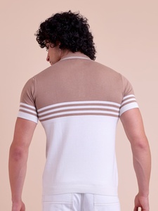 Camiseta de media manga ajustada de punto a la moda elegante para hombre, tela suave cómoda con un diseño moderno ajustado y semiformal - Product Image 6