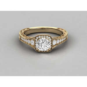 Bague solitaire en or 18 carats avec diamant rond brillant pour femme - Product Image 1