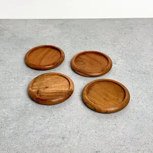 Venta caliente Posavasos de madera natural Diseño de rayas cuadradas Almohadilla de corcho de piedra de nogal de alta calidad - Product Image 1