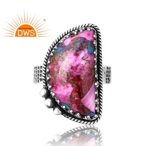 Trending Design 925 Silver Natural Mojave Copper <b>Purple</b> Qyster Turquoise Gemstone Ring for Women Custom Jewelry Manufacturer - Product Image 3