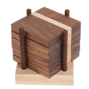 Juego de Posavasos de Madera Maciza Clásicos Ecológicos, Duraderos y Antideslizantes, Portavasos de Madera Natural para Café y Té - Product Image 3