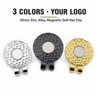 Clip de casquette de golf avec marqueur de balle magnétique 25 mm en alliage de zinc, clip de visière personnalisable avec logo argent, noir, doré pour tournoi ou cadeau