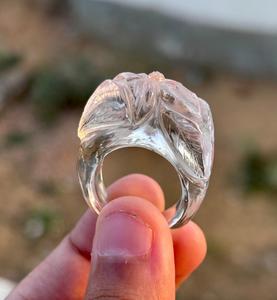 แหวนคริสตัลควอตซ์ธรรมชาติประดับพลอยแหวนแกะสลักด้วยมือดีไซน์เฉพาะแหวนคริสตัลควอทซ์ - Product Image 2