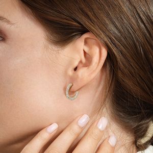 <b>Cute</b> Baguette Cut Moissanite Hoop <b>Earring</b> for Women White Gold - Product Image 5