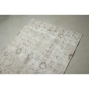 Alfombra Turca de 3,8x7,1 pies, Alfombra Vintage de Lana con Diseño Floral en Blanco y Marrón - Product Image 5