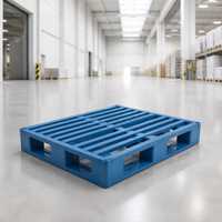 Palette en plastique bleue PP Polyéthylène pour entrepôt, supermarché, usine, taille personnalisée, design anti-collision à grille