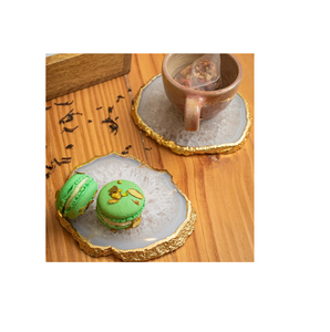 Custom Logo Agate Coasters Set of 4 Sliced <b>Thick</b> with <b>Felt</b> Bumper Authentic Handmade Brazilian coasters For home Decoration Matt - Product Image 2