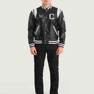 Vestes pour hommes Vestes d'université Letterman de qualité supérieure en cuir véritable 100% Veste d'université pour homme à prix de gros écologique - Product Image 3