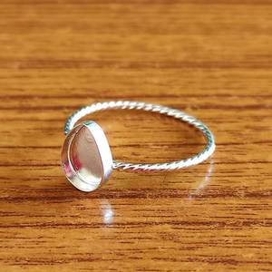 Sterling <b>Silver</b> Pear Shape Bezel Cup Ring Blank Spiral <b>Wire</b> Ring Setting - Product Image 3