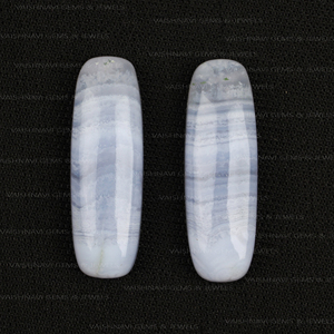 Agate de dentelle bleue naturelle de qualité incroyable 10x30mm de long, cabochon calibré à dos plat avec coussin, fourniture de fabrication de bijoux en vrac - Product Image 1