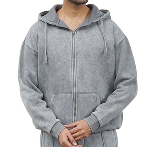 Pakistan fait respirant meilleur prix lavé à l'acide goutte épaule 100% coton polaire hommes surdimensionné fermeture éclair sweats à capuche dans un style différent - Product Image 1
