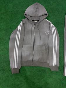 Ensemble de survêtement vintage pour homme avec fermeture éclair, survêtement d'hiver, lavage à l'acide, poids lourd, uni, survêtement personnalisé - Product Image 4