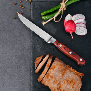 Couteaux en acier allemands, couteau à fruits pour hôtel et maison, couteau à steak dentelé de style occidental avec manche en bois - Product Image 4