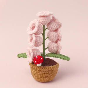Luz Nocturna de Escritorio Hecha a Mano con Diseño de Lirio de los Valles, Planta Pequeña en Maceta de Lana, Adornos de Flores Inmortales, Artesanía Textil - Product Image 6
