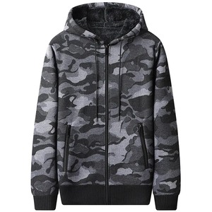 2025 sudadera con cremallera para hombre, sudadera de invierno de peso pesado, chaqueta cálida con forro polar de camuflaje, ropa de calle, sudaderas con capucha informales, estilo masculino - Product Image 2