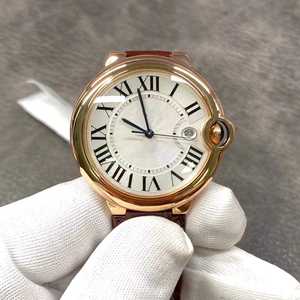 Montre mécanique pour homme avec cadran romain 2025, bracelet en cuir, or rose, mouvement de haute qualité, design simple - Product Image 1