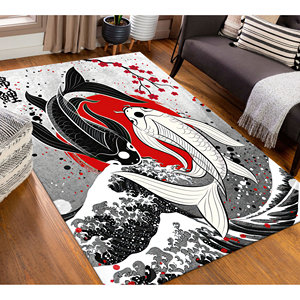 Alfombra con diseño de pez koi japonés: decoración moderna para la sala de estar, alfombra suave no tejida - Product Image 3