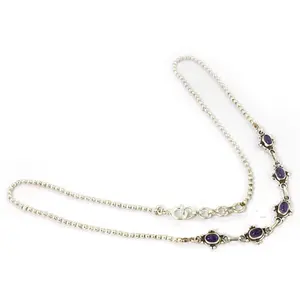 925 <b>Silver</b> Amethyst <b>Anklet</b> for Women Elegant Gemstone Jewelry Gift Fine <b>Anklets</b> - Product Image 3