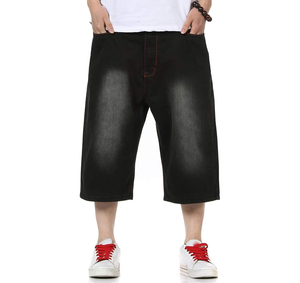 Shorts décontractés en toile noire unie déchirés et brodés pour hommes, taille mi-haute, extensibles, respirants, séchage rapide, nouvelle collection 2026 – Vente Flash - Product Image 4