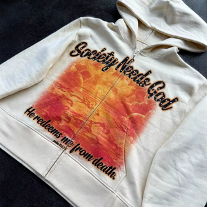 เสื้อมีฮู้ดปักซิปรูดสำหรับผู้ชาย, เสื้อฮู้ดดี้แนวสตรีท GSM มีซิปรูดปรับแต่งได้480 - Product Image 2