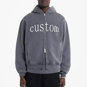 Hombres de algodón de gran tamaño Vintage Stone Acid Wash Hoodies Custom Logo Black Gallery Paint Splatter Sudadera con capucha desgastada - Product Image 1