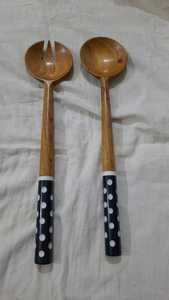 Best Quality Acacia Wood Handmade <b>Spoon</b> and Fork Set Eco-Friendly Minimalist Design for Giveaways Customizable From India - Product Image 3