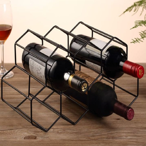 ชั้นวางไวน์ทรงเรขาคณิตโลหะร่วมสมัยมีให้เลือกทั้งสีทองและสีดำสามารถบรรจุได้ถึงสี่ขวดมีจำหน่ายที่ขายส่ง - Product Image 4