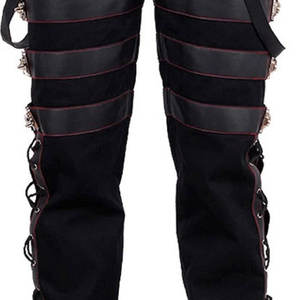 กางเกงแฟชั่นสไตล์โกธิคสีแดงเข้มลายหัวกะโหลกขนาดใหญ่สำหรับผู้ชาย พร้อมสายรัดโซ่และหมุดเงิน 2026 - Product Image 5