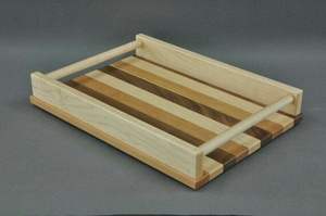 FARMOUSE D'OCCASION Plateau de Service Rond en Bois d'Acacia pour la Cuisine, la Maison ou l'Hôtel Vaisselle de Style Classique pour la Fête ou la Nourriture Ser - Product Image 3