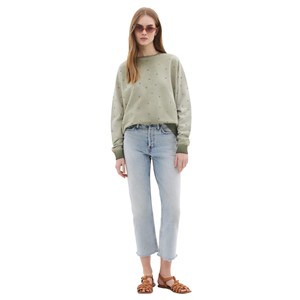 Sudadera informal de algodón 100% para mujer, cuello redondo, manga regular, sin estampado, Mega Merchant Daily Casual - Product Image 1