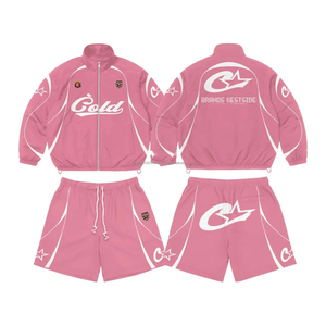 Custom Logo Reflective Patchwork <b>Zip</b> <b>up</b> <b>Jacket</b> Nylon Sports Shorts Sets Tracksuits Unisex for Men Windbreaker Short Sets - Product Image 4