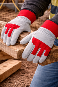 Gants de sécurité en cuir fendu industriel pour travaux lourds, résistants à l'abrasion, avec broderie personnalisée, approvisionnement OEM - Product Image 2